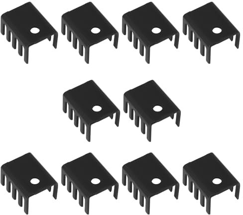 EMSea 10pcs TO220 Aluminum Alloy Transistor Heat Sink Installation Kit 19x14x10mm Aperture 3mm Suitable for Voltage Regulator Transistors, Black