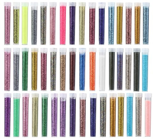 48 Farben Bastelglitzer,Feiner Glitzer,Schillerndes Glitzerpulver Set,Glitzer Basteln Geeignet für Nägel, Haare, Bühnenmake-up, Parteien, Kunsthandwerk