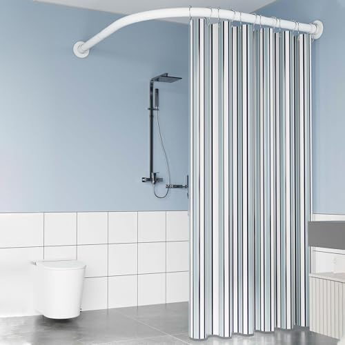 APHTOCF Barra De Cortina De Ducha En Forma De L, Barra Cortina Ducha Esquina Ajustable De Acero Inoxidable, Barra Telescópica para Bañera De 90-130x90-130cm, para Baño,Vestuario, Blanco