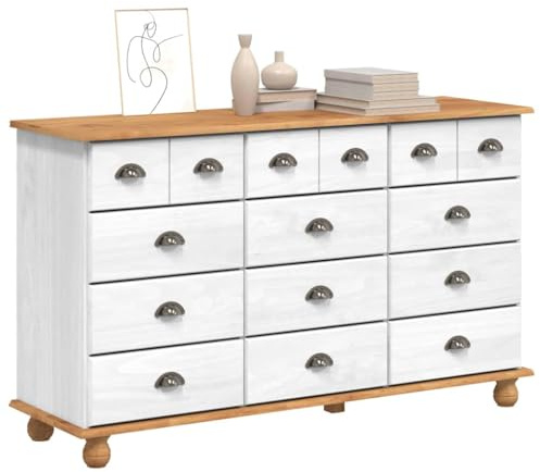 vidaXL Kista av lådor ASKIM Vit 79 x 40 x 133,5 cm Massiv furu