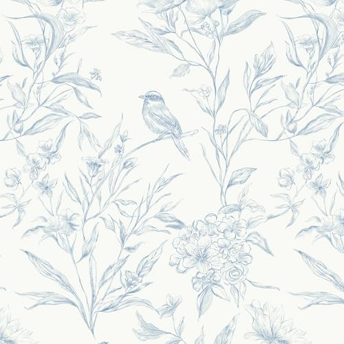 LiKiLiKi Självhäftande tapet, beige och blå, självhäftande film, möbler, 44 x 300 cm, vintage, blomtapet, möbler, självhäftande tapet för badrum, vardagsrum, skåp, avtagbar, vattentät, hyresvänlig