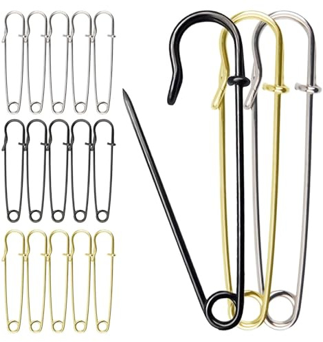 15 spille di sicurezza grandi, 6,9 cm, extra grandi, in metallo, resistenti e chiusura a molla, per cuoio, coperte, artigianato, vestiti, sciarpe, gonne, trapunte e gioielli artigianali