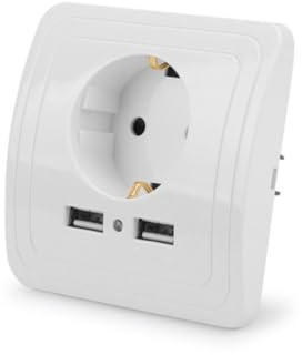ORFOFE Adattatore da Muro con Protezione Sovratensione e Porte USB per Ricarica Elettrica Eu Materiale Ignifugo Facile Installazione e Ufficio