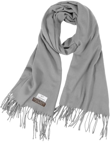 CIATBYYJ Varm halsduk dam, kashmirhalsdukar, mjuk dam pashmina vinterhalsduk, lång franshalsduk, lämplig för att hålla sig varm på höst, vinter och jul, LJUSGRÅ, 70 cm x 210 cm