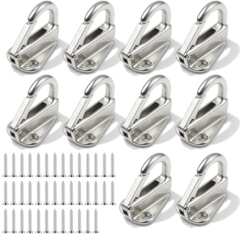 10 ganchos para lonas, ganchos de red, ganchos de acero inoxidable 316, con 20 tornillos, fijación de lona de metal, gancho tensor para lona y red de remolque, gancho para barco, accesorios de yate