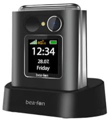 Beafon, Fold10 LTE, hopfällbar mobiltelefon, SOS nödsamtalsknapp, XL färgintern display 2,2 (5,58 cm), XL utomhus dispaly 1,44 tum (3,65 cm), fotokontaktdisplay, kamera, ljussignal