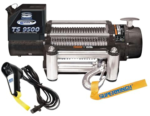 Superwinch 1595200 Tiger Shark 9.5, 12V DC-Seilwinde mit 4,309 kg Kapazität und mit Rollenflosse
