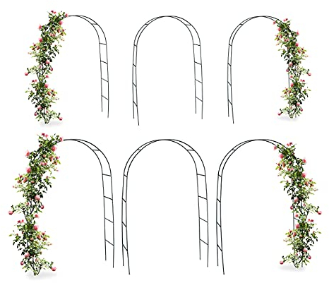 Relaxdays 2 x Torbogen Rankhilfe für Kletterpflanzen und Rosen 240 cm, Rosenbogen aus Metall witterungsbeständig, grün