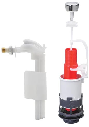 Wirquin 10724037 Chasse d'eau wc complète mécanisme wc simple chasse MP & robinet flotteur à alimentation latérale F90, blanc et rouge