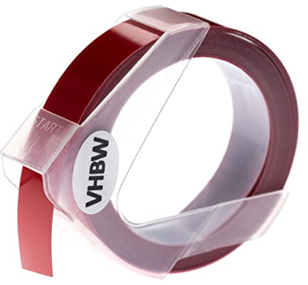 vhbw 3D Prägeband-Schriftband-Kassette kompatibel mit Dymo Rhino M1011 Etiketten-Drucker 12mm Weiß auf Rot
