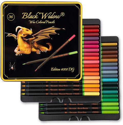 Black Widow Dragon Buntstifte, 36-teiliges Farbstifte-Set für Erwachsene, ideal zum Skizzieren und für Künstlerfarben, ein einzigartiges Bleistift-Set.