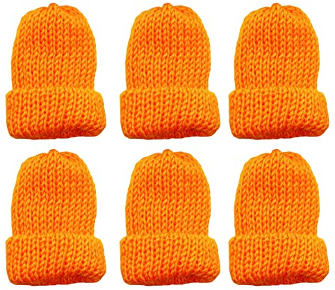 Set of 6 Knitted Egg Cosy Hats, Knitted Egg Warmer Hats for Breakfast Eggs, Mini Hat Craft Supplies, Gift Idea Birthday Moving New Housewarming (Orange)