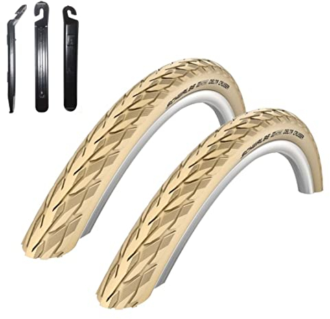 2 x Schwalbe Delta Cruiser Decke Creme 37-622 (28 x 1,40) inkl. Reifenheber
