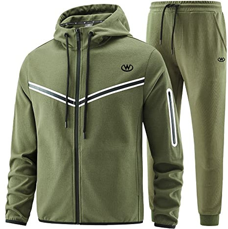 W JIANWANG Lässige Trainingsanzüge für Herren, langärmelig, Jogginganzüge, Sweatsuit-Set, Trainingsjacken und Hosen, 2-teiliges Outfit, Jw-166, XX-Large