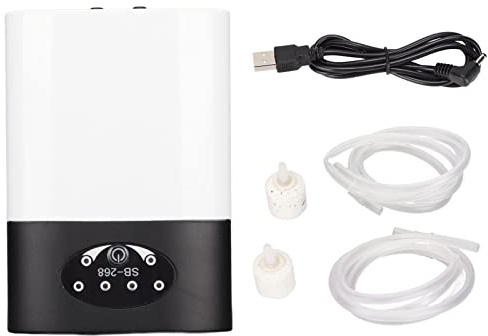 Akvariumluftpump, USB-uppladdningsbar Bärbar Syrgaspump med Bubbel, Tyst Akvariumbubblarluftare med Luftstenar, Luftare Syrepump för Akvarium Utomhusfiske Fisktransport Strömavbrott