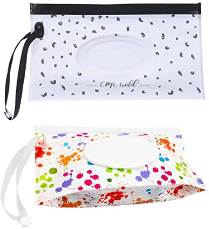 2 Stück Feuchttücher Tasche Baby Feuchttuchspender Wasserdicht Feuchttuchspender Wiederverwendbar Feuchttücherbeutel Tragbarer Feuchttücher Behälter Reise Feuchttuchspender