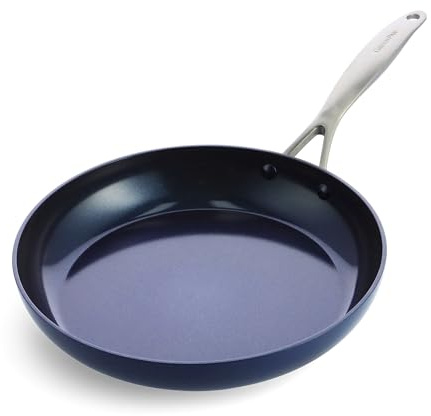 GreenPan Performance Pro keramisk non-stick 30,48 cm stekpanna, giftfri PFAS-fri, diskmaskin- och ugnssäker, vinglfri, blå