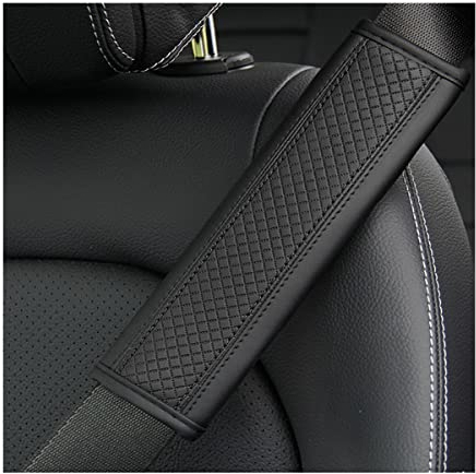 CGEAMDY 2 Pieces Car Seat Belt Cover, Shoulder Strap Covers Harness Pads, Safety Leather Seatbelt Comfort Driving Cushion, Protect Neck and Shoulder, Universal for Car, Truck, SUV (Black)