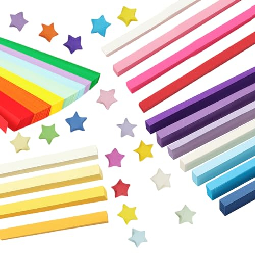 MytaYt 2160 ark regnbågsfärg övergång origami stjärnor pappersremsor dubbla sidor lyckostjärna pappersremsor högkvalitativa ränder pappersremsor stjärnor origamipapper för gör-det-själv-hantverk