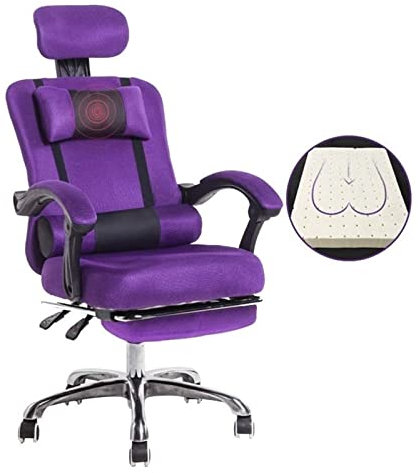 Chaise Gaming Chaise Bureau Chaise de Bureau Chaise d'ordinateur à Dossier Haut, Ergonomique en Maille, Chaise pivotante, Repose-Pieds, Chaise de Jeu (Couleur : Violet)
