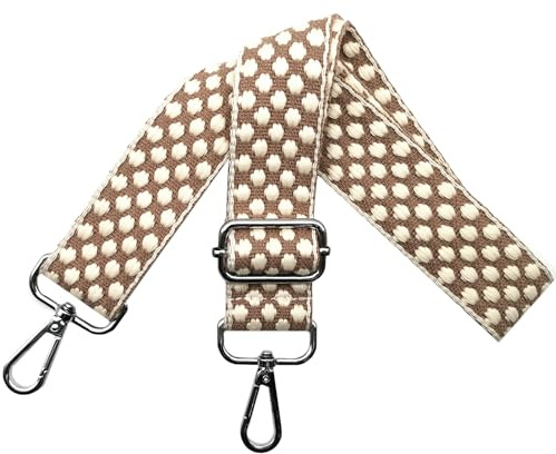 Correa de Reemplazo para Bolso de Mujer - Bandolera Ajustable con Mosquetón Plateado, 3.8cm de Anchura, Accesorio Crossbody, Base Marrón, O8