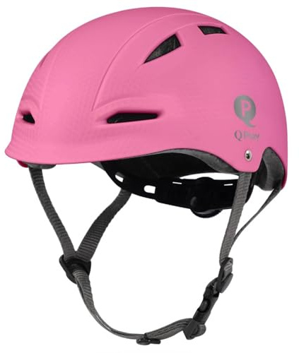 Qplay Casco Bicicleta Niño Ajustable | Casco Bici con Forro Extraíble | Casco 52-58 cm para Patinetes | Patines y Bicicletas (Rosa)