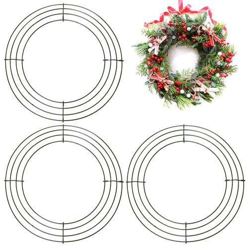 3-pack stor julkrans ring 40,6 cm metall tråd krans ram julkrans ring hantverk krans bas, Thanksgiving halloween bröllop jul krans ram krans tillbehör