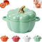 15 Oz Oven Safe Pumpkin Bowls, Mini Pumpkin Dutch Oven Pot With Lid, Creativity Pumpkin Soup Bowls with Handles, Ceramic Pumpkin Ramekins, Dessert Sauce Pan, Baking Soup Bowl (02,M)