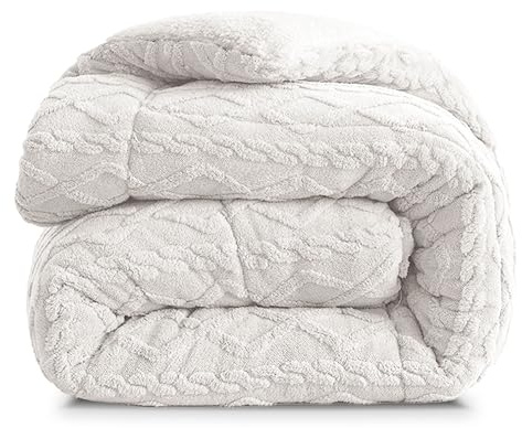 MANEMI Edredón Borrego 240 x 260 cm con 2 Fundas de Cojín - Nórdico Invierno Cálido y Suave, Relleno de Micro Fibra Poliéster, Reversible Franle y Sherpa