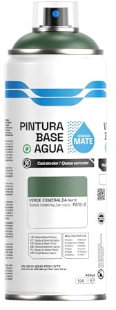 H HANSEL HOME Pintura Spray Base Agua 400ml - Para Muebles, Metal, Plástico y Madera - Ecológica y Sin Olor, Colores Duraderos - Verde Esmeralda Mate, 1 unidad