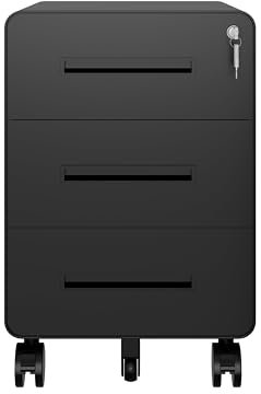 BISLEY Rollcontainer EasyRoll - mit 3 Schublade, Bürocontainer in der Farbe 633 schwarz - Rollwagen Maße: H:500 x B:400 x T:500 mm - Gebrauch für unter Schreibtisch, Akten, Dokumente, Schreibwaren