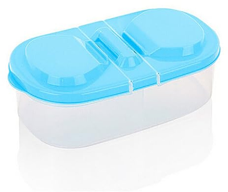 Contenitore di Stoccaggio degli Alimenti, Scatola in Plastica Sigillata a Doppia Griglia con Coperchio 2 Compartimenti Diviso Frutta