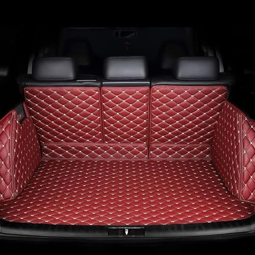 Vollabdeckung Auto Kofferraummatten Für BMW X1 iX1 U11 2022 2023 2024, Leder Kofferraumwanne Kofferraum Cargo wasserdichte Innen Kofferraum Schutzmatte,E/Red