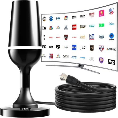 TV-antenn inomhus, 2025 uppgraderad HD-antenn för smart TV, lång räckvidd 360° mottagning digital antenn med stark magnetisk bas för lokala kanaler stöder 4K 1080p