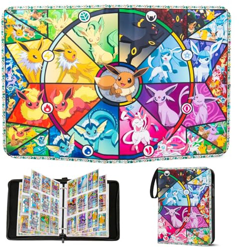 Classeur Carte,Capacité de 50 pages de 900 Cartes, Porte Cartes,Organisateur de cartes,Porte Cartes en cuir Imperméable Fermeture éclair, un cadeau les garçons et les filles(YB900)