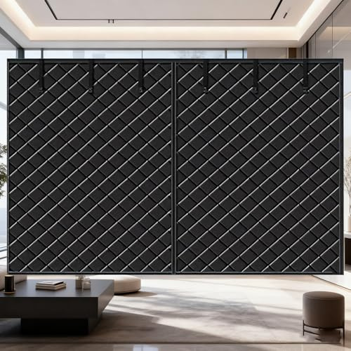 Vinterisoleringskit för Garageportar | Värmeisolerad Magnetisk Gardin Med Fritt Fönster, Förtjockad Bomullsfilt för Garage Med 1 Eller 2 Bilar(Black,W442xH183CM)
