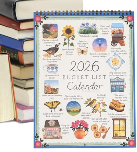 Bucket List Kalender 2026, Konst Akvarell Månadskalender 9x12 Inch, Veckotidspåminnelsekort För Inredning Vana Uppgift Mentalt Läsa Semesterfest Resepass