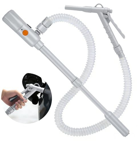 Elektrisk Bensinpump för Dunkar, 2.8GPM med Automatiskt Stopp – Batteridriven, Höjjusterbar Överföringspump med Flexibel Slang – För Bensin, Diesel och Olja