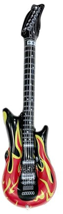 Buxuaaaa Chitarra ad aria con Rocker Estetica per Bambini Musica Fingere Gioco Anni '80 Nostalgico Party Decor e Accessori Costume Chitarra Gonfiabile per Karaoke