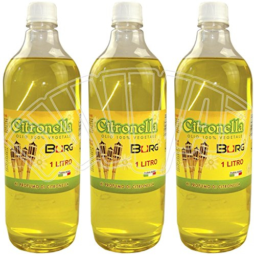 3 pièces - 1 l - Huile à la citronnelle pour lampes torches de recharge anti-moustiques