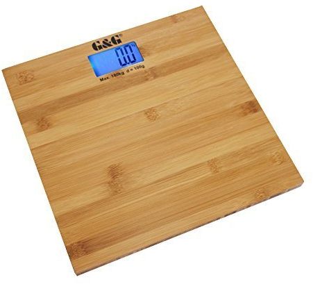 G&G A8/180KG Bambusholz Personenwaage 30X30cm Digitalwaage AAA Batteriebetrieb