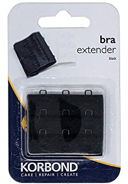 KORBOND Double Hook Bra Extender – x 1 38mm Black Bra Extender – Machine Washable – Increase Bra Size By Up To 8cm – Comfort Fit