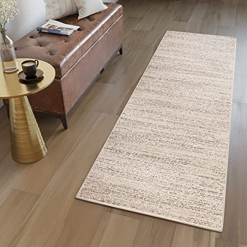 TAPISO Sari Teppich Läufer Flur Creme Modern Kurzflor Küche Wohnzimmer Schlafzimmer Küchenläufer Meterware Brücke nach Maß ÖKOTEX 60 x 300 cm