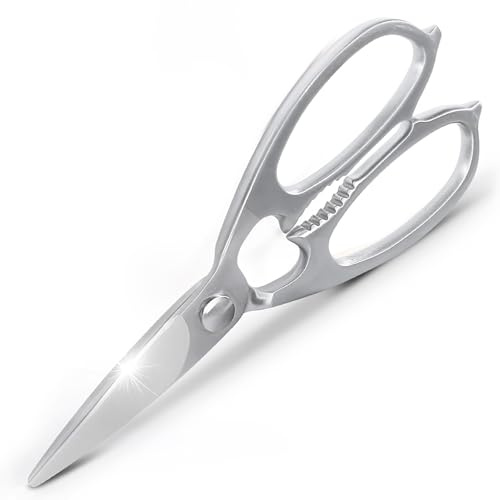 Newness Multi-Purpose Kitchen Scissors, Premium Stainless Steel Solid Kitchen Shears for Can Opener, Walnut Cracker, Heavy Duty Poultry Scissors with Sharp Blade for Cutting Turkey, Chicken, Bones