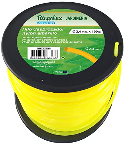 RIEGOLUX 107642 Fil de débroussailleuse en Nylon Rond, Jaune, 2,4 mm x 100 m