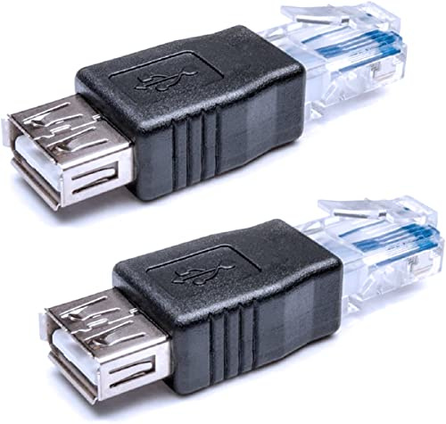 Herfair Ethernet to USB Adapter 2PCS for ADSL Modem/Router/Computer Camera/Surveillance Camera with Network Function - RJ45 LAN Internet Male to USB Female Connector