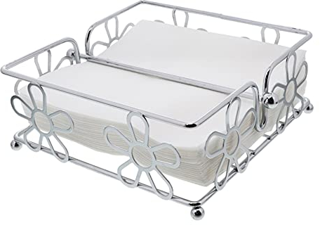 Verchromter Serviettenhalter mit Blumenmotiv