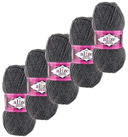 5x100g Sockenwolle Superwash Comfort 4-fädig Schurwolle Strumpfstrickgarn Farbauswahl