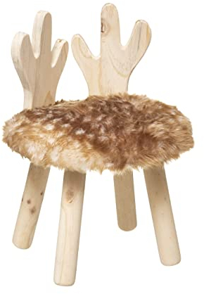 Atmosphera - Tabouret Enfant Cerf - Beige - Fausse Fourrure