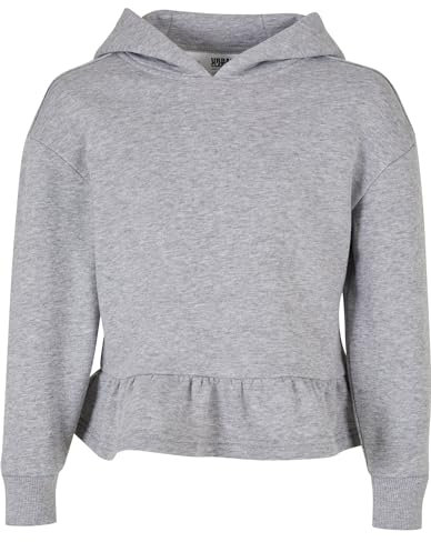 Urban Classics Mädchen Kapuzenpullover Girls Organic Volants Hoody Grey 110/116